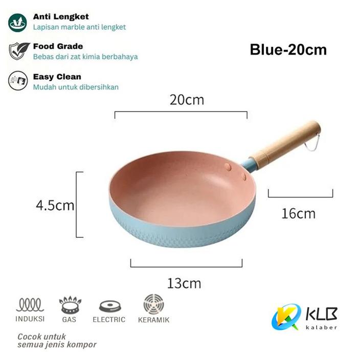 Gambar [HOS] Pan Steak Telur Dadar Anti lengket/Panci Dapur/Lengket Cocok Untuk Semua Jenis Peralatan Masak - JM01-Blue-20cm dari Home Official Store undefined Tokopedia