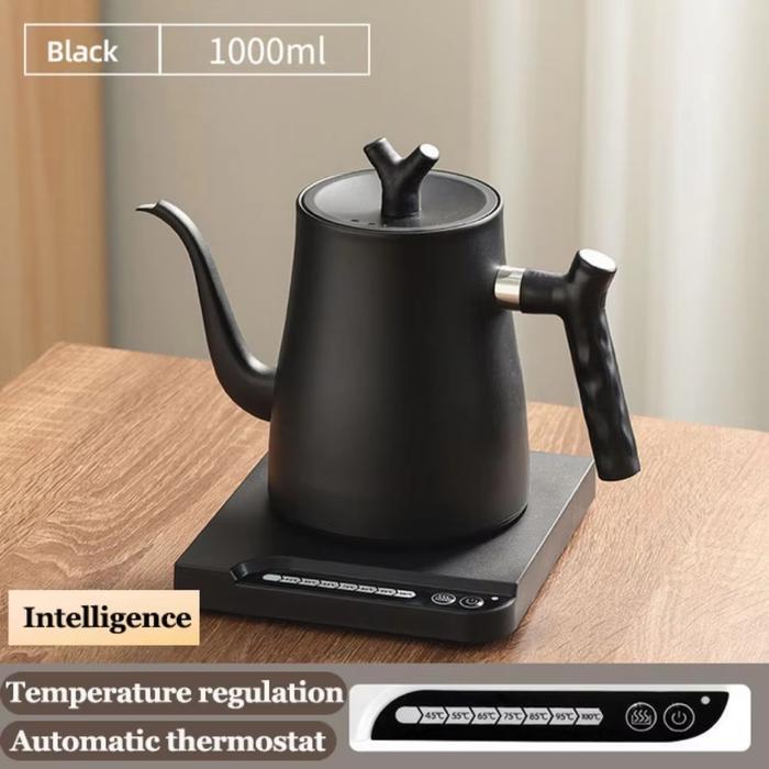 Gambar Kettle Listrik Leher Angsa Teko Electric Gooseneck Stainless 1 Liter 1000W with Temperature Control Suhu - Hitam dari SMART PERSADA undefined Tokopedia