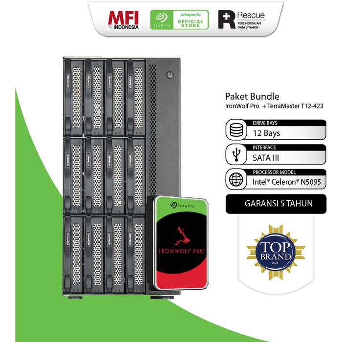 Gambar [Bundle] Seagate IronWolf Pro HDD / Hardisk NAS + TerraMaster T12-423 Nas Storage 12-Bay - 4TBX12 dari Seagate Official Store undefined Tokopedia