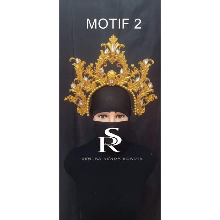Gambar Mahkota Lilin Aksesoris Tari / Karnaval Hiasan Kepala Bahan Lem Lilin Motif 2 - Gold dari Sentra Renda Bordir undefined Tokopedia