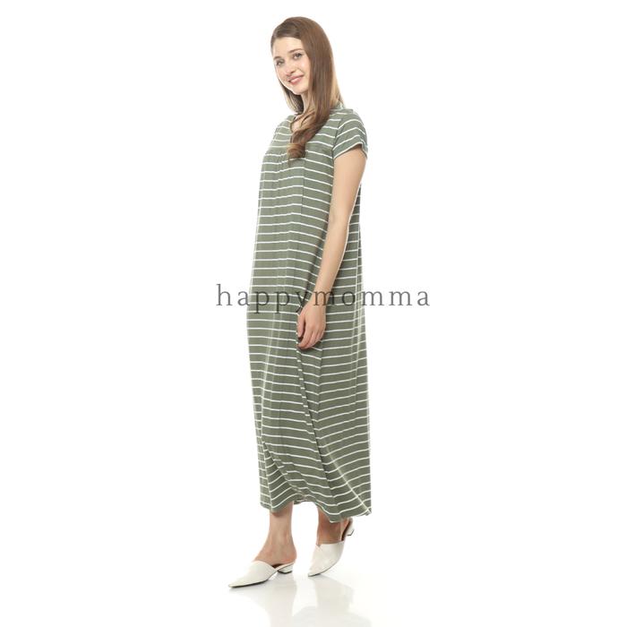 Gambar Dress hamil / baju menyusui Laura Black - Green Stripes dari Baju Hamil Menyusui Happymomma undefined Tokopedia