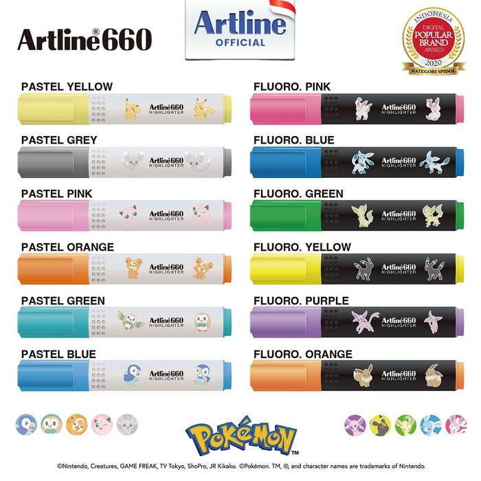 Gambar Artline 660 Highlighter x Pokemon Set 6 Pcs / EK-660 - Fluoro Set dari Artline Indonesia undefined Tokopedia