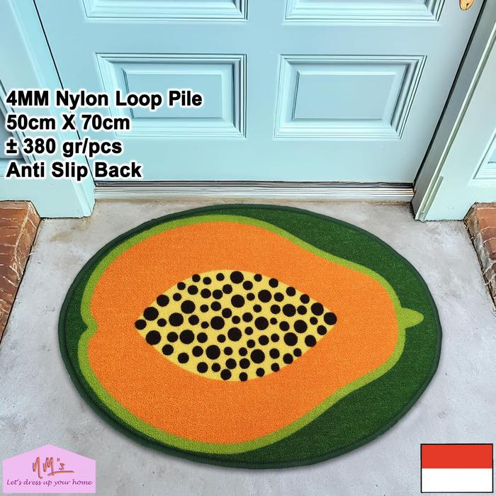 Gambar Keset kaki oval motif welcome estetik modern alas lantai depan pintu masuk rumah kamar mandi tidur dapur kitchen mat anti slip 50x70 NMs - Papaya dari NMs Lets dress up your home undefined Tokopedia