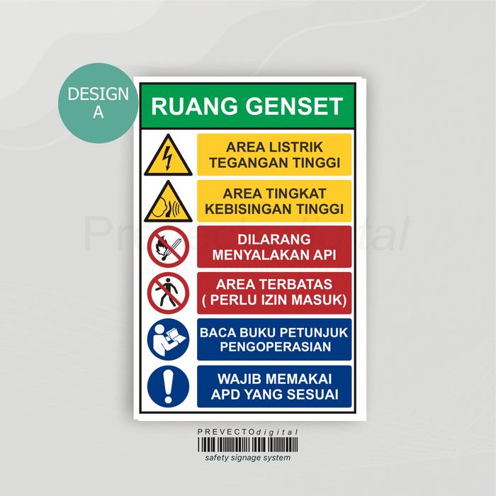 Gambar Sticker Safety Sign K3 Ruang Genset | Genset Room Sticker Sign - Design#1, 10x15cm dari prevecto digital undefined Tokopedia