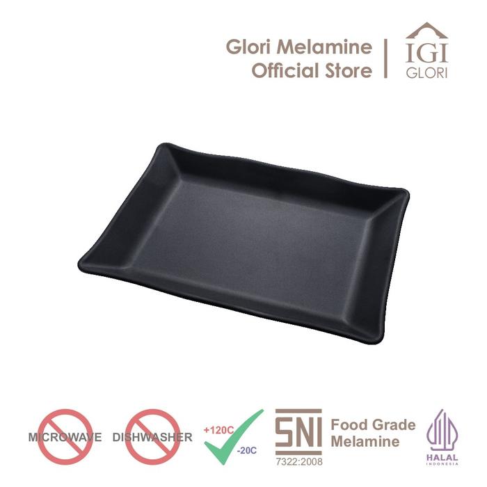 Gambar Melamine - GLORI - PY4210 Piring Sushi Persegi 25cm x 17.5 cm - Sushi Sasimi Pangsit Dimsum Gorengan - Hitam, 1 Lusin (12pcs) dari Glori Melamine undefined Tokopedia