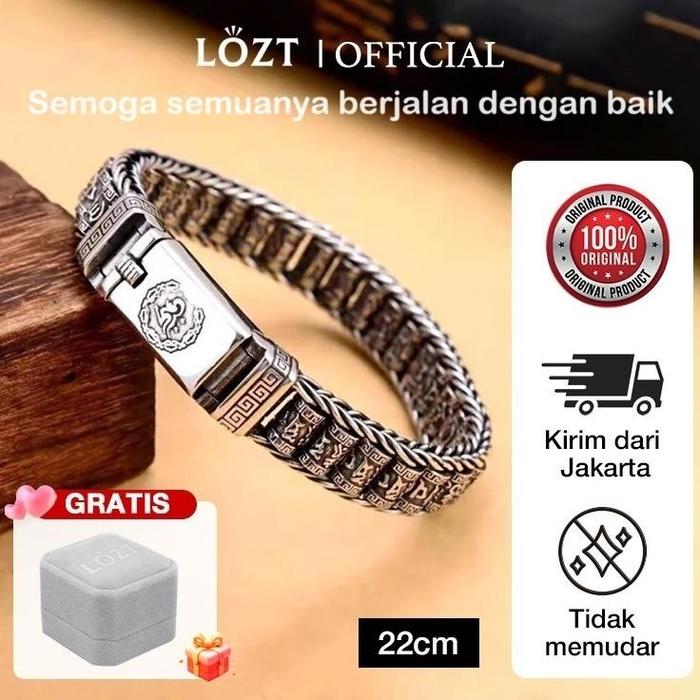 Gambar [Promosi Tahun Baru] LOZT Gelang Titanium Pria anti Karat gelang perak pria 925 original gelang titanium cowok gelang stainless pria Keberuntungan - 22cm dari STORE BEAUTY1 undefined Tokopedia