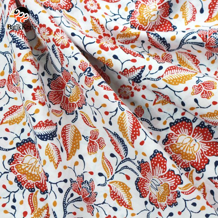 Gambar Batik Keris Bahan Potongan Batik Motif Arum Puspa - Merah, 2Meter dari BATIK KERIS OFFICIAL Kab. Sukoharjo Tokopedia