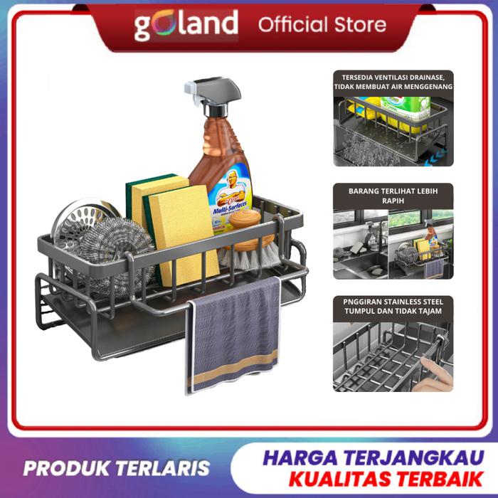 Gambar Goland Rak Sabun Cuci Piring Wastafel Rak Pengering Sponge Tempat Penyimpanan Spons Dapur Kain Lap - Abu-abu dari Goland Indonesia undefined Tokopedia