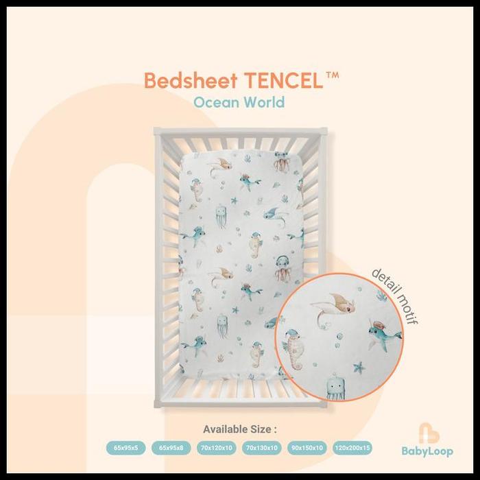Gambar Sprei Tencel - Tencel Bedsheet Cute - Baby Loop Original Best Seller - Ocean World, 65x95x5 dari clarrise undefined Tokopedia