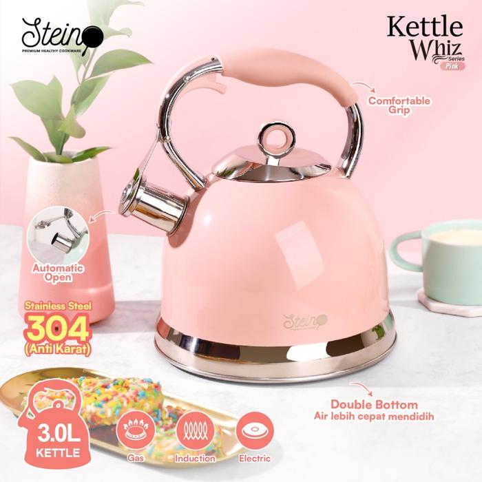 Gambar Stein Kettle Stainless Whiz Series Kapasitas 3L - Teko Stainless Dengan Peluit Otomatis - PINK dari Multi Home undefined Tokopedia