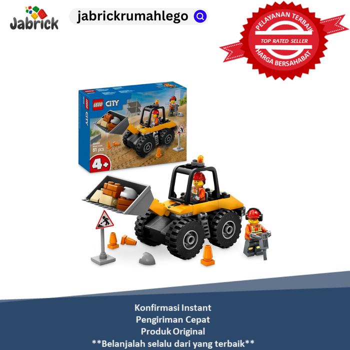 Lego 60450 City Yellow Construction Wheel Loader Toy Vehicle Building Set  For Toddlers Year Old Boys Girls Preschool Montessori Gift Ideas