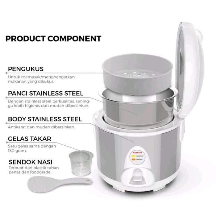 Jual [BEST QUALITY] RICE COOKER MASPION MRJ-109 SS PENANAK NASI