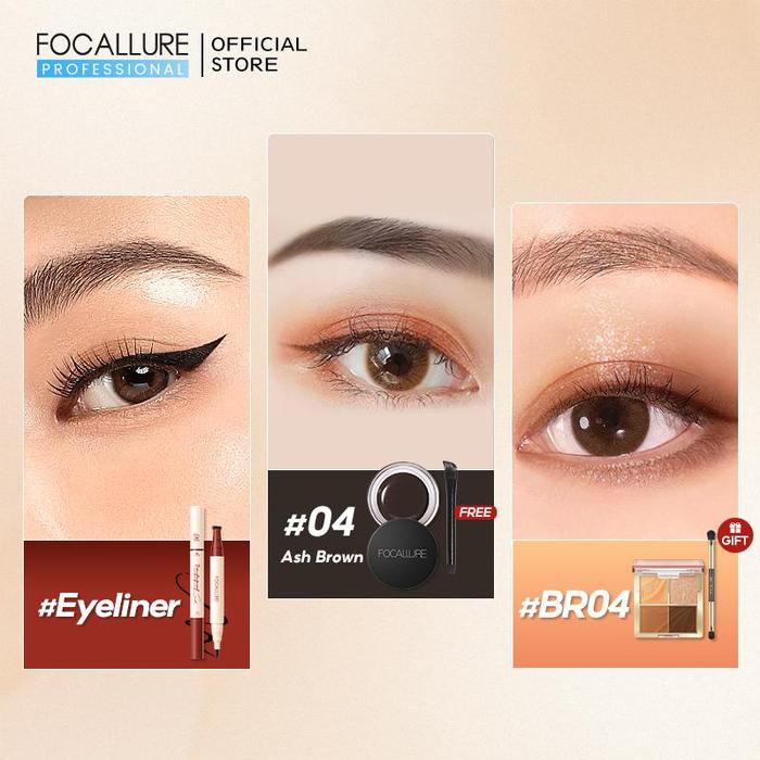 Gambar (Ramadhan Set) FOCALLURE  4PCS Eye Set Eyebrow Cream & Precise Line Winged Eyeliner Stamp 2-in-1 & Eyeshadow Palette & Free Brush - SET 1 dari FOCALLURE STORE_NEW undefined Tokopedia