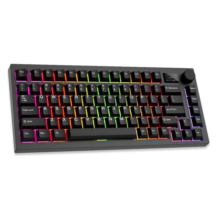 Black Tecware Spectre gaming keyboard with brown switches and wireless connectivity