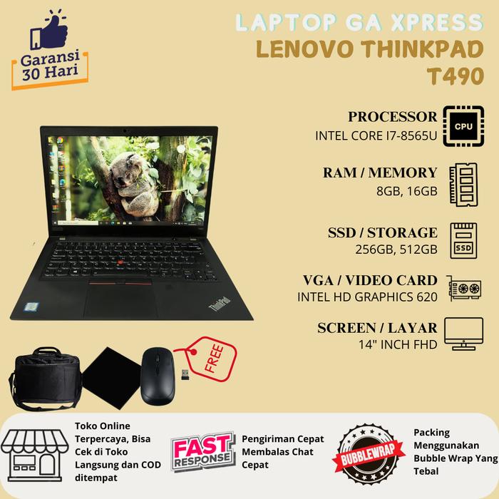 Laptop Lenovo Thinkpad T490 Intel Core i5 Gen i7 Gen HD RAM  8GB/16GB SSD 256GB i5-8Gen, 8GB 256GB di Laptop Xpress Tokopedia