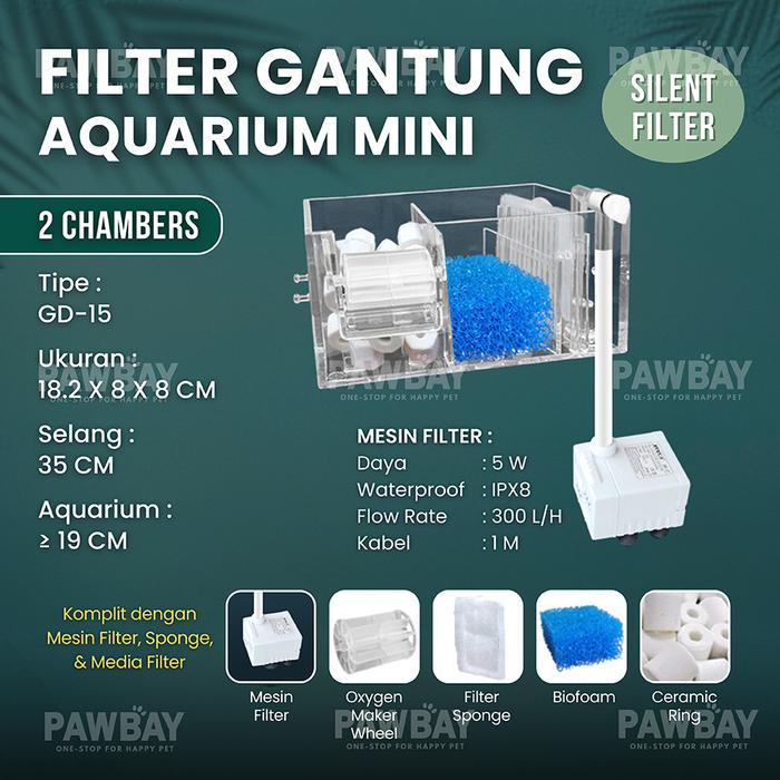 Gambar Hanging Filter Gantung Akrilik Aquarium External Hang on Akuarium Kolam Kecil Besar Aquascape Ikan - 2 chamber dari PawBay undefined Tokopedia