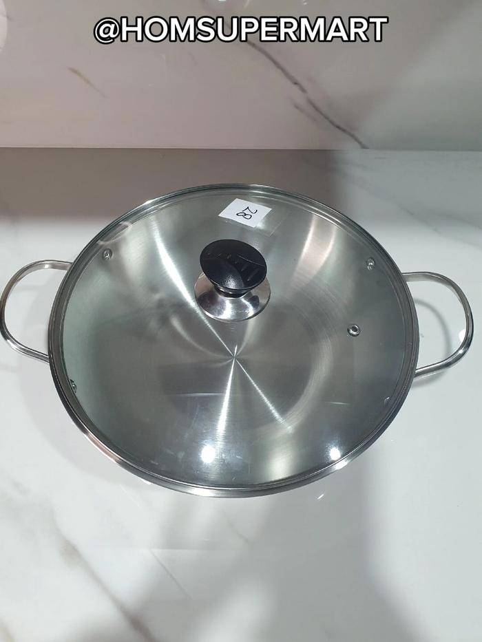 Gambar Wajan Stainless Steel 28Cm Wajan Supra Professional - +TutupKnopHitam dari Homesupermart_NEW undefined Tokopedia
