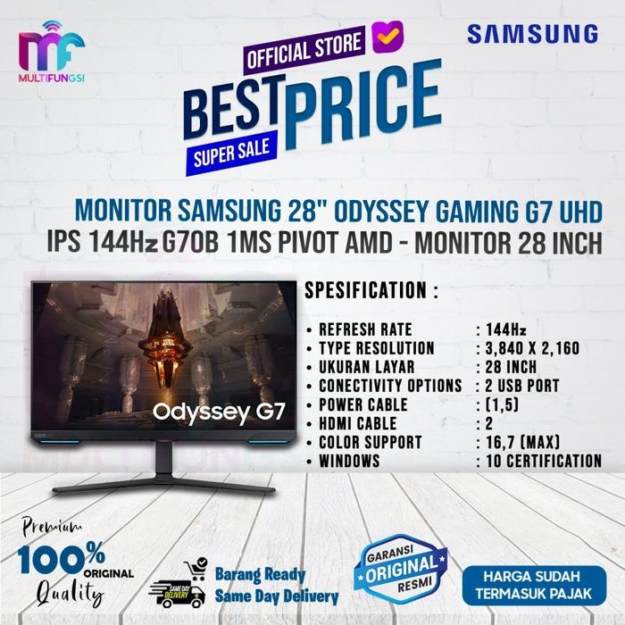Gambar Monitor Samsung G7 28" S28BG700 UHD IPS 144Hz 1ms Pivot Odyssey Gaming - S28BG70, TANPA KAYU dari Multifungsi Online undefined Tokopedia