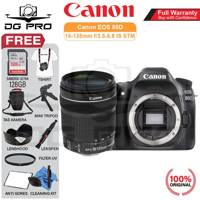 Gambar CANON EOS 80D KIT 18-135MM IS USM CAMERA DSLR PAKET BONUS - KIT 18-135 STM, PAKET STANDARD dari DG PRO KAMERA undefined Tokopedia