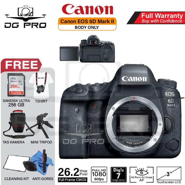 Gambar Camera Canon EOS 6D Mark II 24-105mm f4L IS II USM Paket Bonus - BODY ONLY, PAKET 32GB dari DG PRO KAMERA undefined Tokopedia