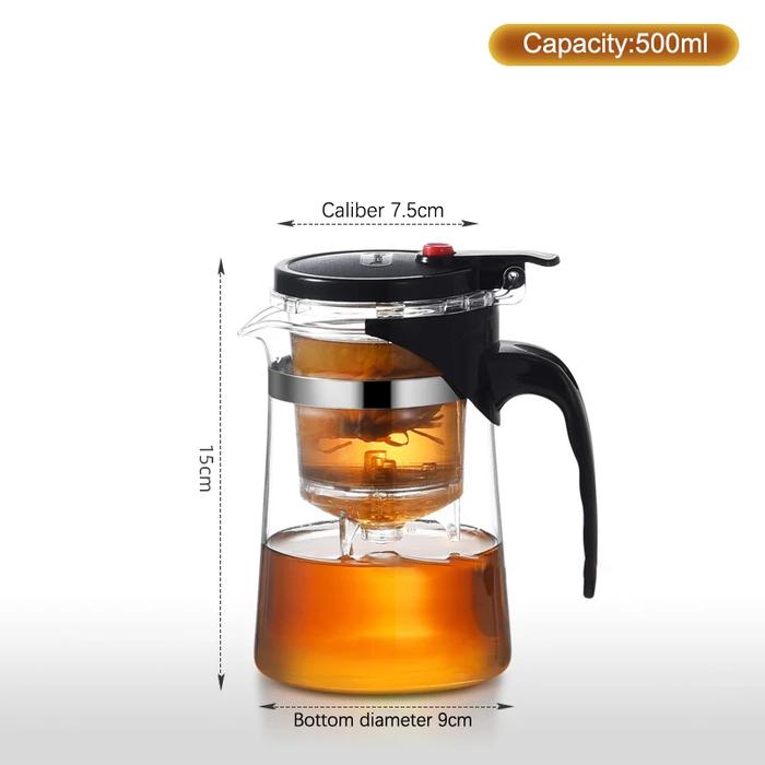 Gambar Teko Teh Kaca dengan Saringan Infuser Tahan Panas – Teapot Borosilikat Minimalis Kapasitas 350ml / 500ml / 700ml - 500 ml dari Wollmart Home Centerr undefined Tokopedia