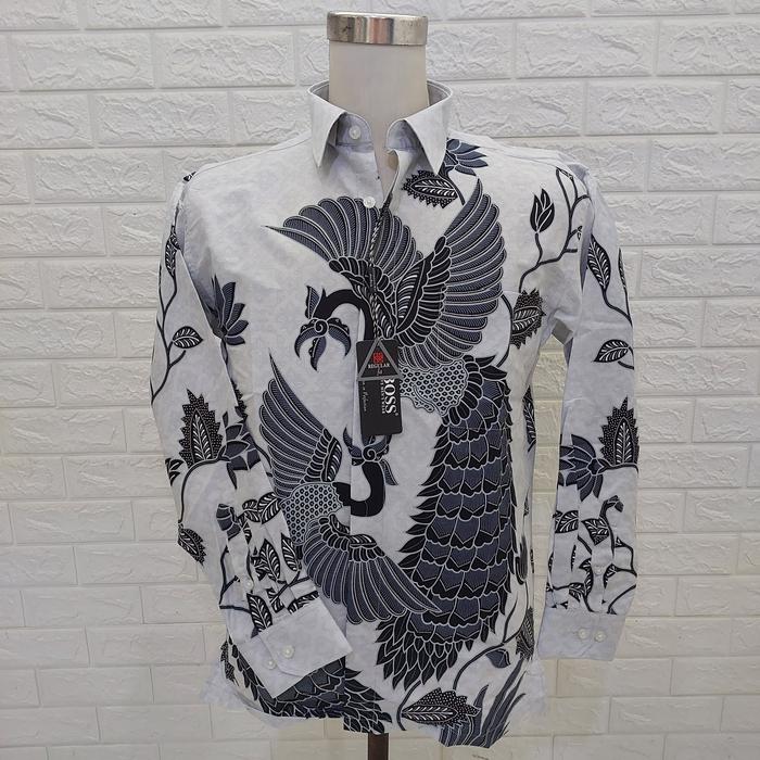 Gambar Kemeja Boss Batik putih coklat reguler fit lengan panjang Birdy - Putih Abu, 15,5 /L dari Kalimas Bandung_NEW undefined 5 Tokopedia