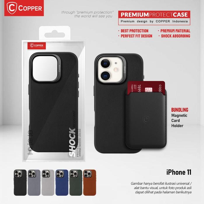 Gambar iPhone 11 - COPPER Slim Case + Magnetic Card Wallet | Premium Hard Case - Black, Case+CardWallet dari Copper.Medan undefined Tokopedia
