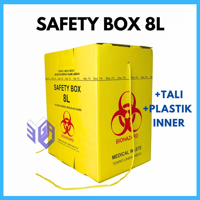 Gambar Safety Box BIOHAZARD 8 liter, Box Limbah Medis Logo Infeksius - Box Sampah Limbah Medis (Limbah Rumah Sakit, Puskesmas, Klinik, Dan Apotek) - Box+Tali+Inner dari Septic Tank Biosfer undefined Tokopedia