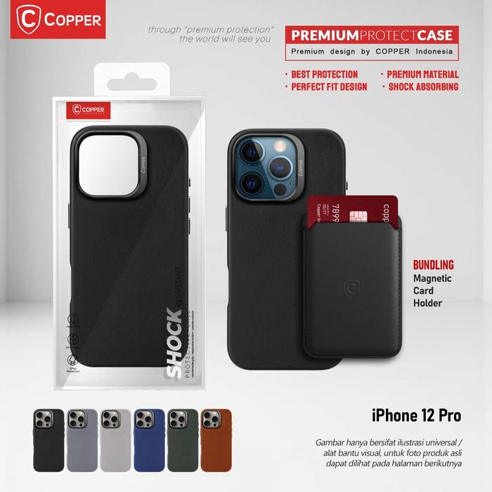 Gambar COPPER SLIM CASE Kompatibel Untuk - Iphone 12 Pro - Premium Hard Case + Magnetic Card Wallet - Black, Case+CardWallet dari Copper.Medan Kota Medan Tokopedia