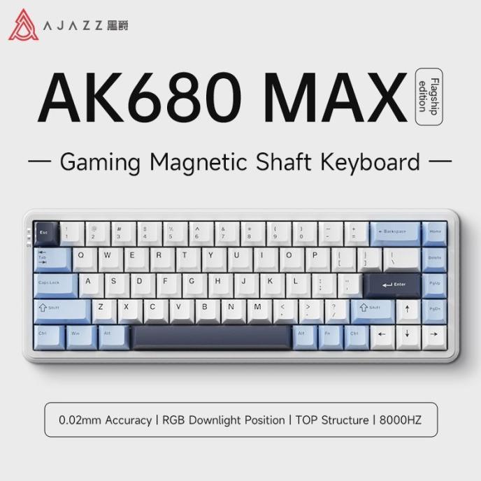 Gambar Promo / Terlaris Ajazz AK680 MAX / AK680Max HE Magnetic Switch Rapid Trigger SOCD Snaptap 65% Mechanical Keyboard Wired - DARK BLUE WHITE dari Xream Look undefined Tokopedia