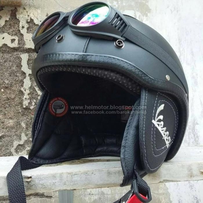 Jual Helm Vespa Kulit Alus Hitam Bantul Helm Vespa