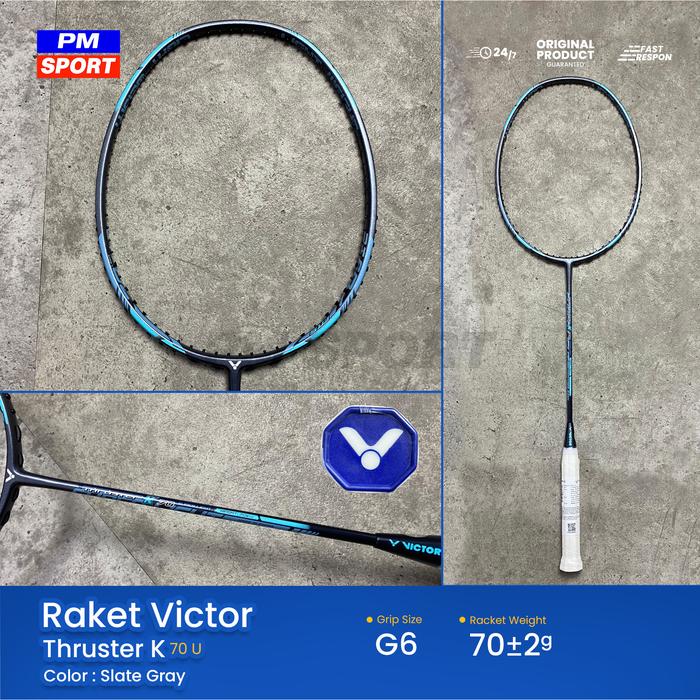Gambar Raket Badminton / Bulutangkis Victor Thruster K 70 U Original - SLATE GRAY, RAKET+COVER dari PM SPORT PAMULANG undefined 3 Tokopedia