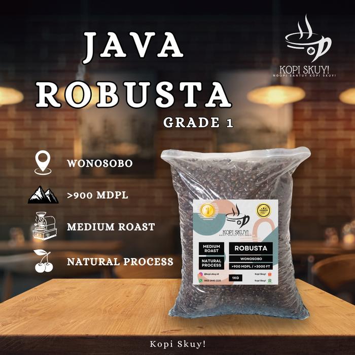 Gambar Kopi Skuy! 1 KG Kopi Robusta Medium Roasted Bean Wonosobo - Biji Grade 1 - 1/4 kg dari Kopi Skuy undefined Tokopedia