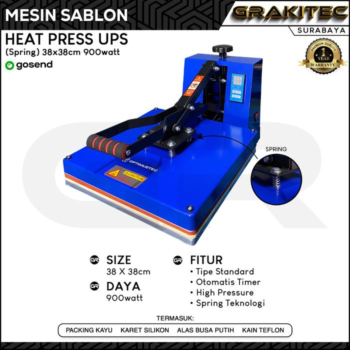 Gambar Mesin Press Sablon Kaos 38x38 900 Watt Grakitec sby - UPS 3838 900W dari Grakitec Surabaya undefined Tokopedia