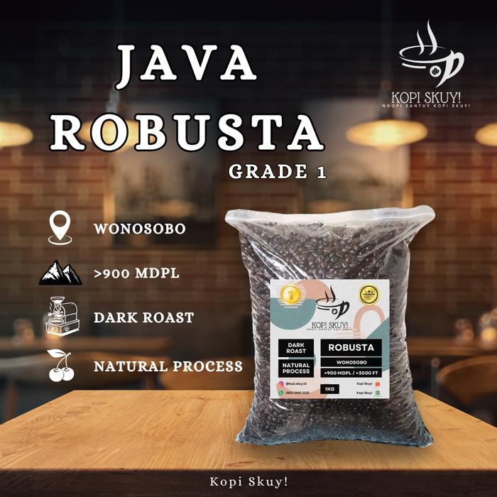 Gambar Kopi Skuy! 1 KG Kopi Robusta Dark Roasted Bean Wonosobo - Biji Grade 1 - 1/4 kg dari Kopi Skuy undefined Tokopedia