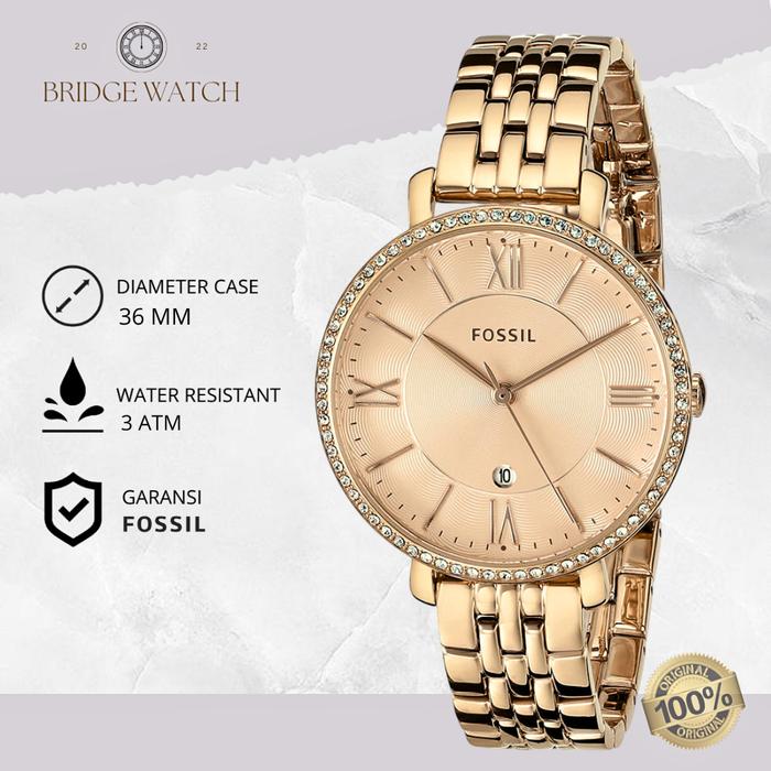 Promo Jam Tangan Wanita Fossil ES3632 Jacqueline Rose Gold