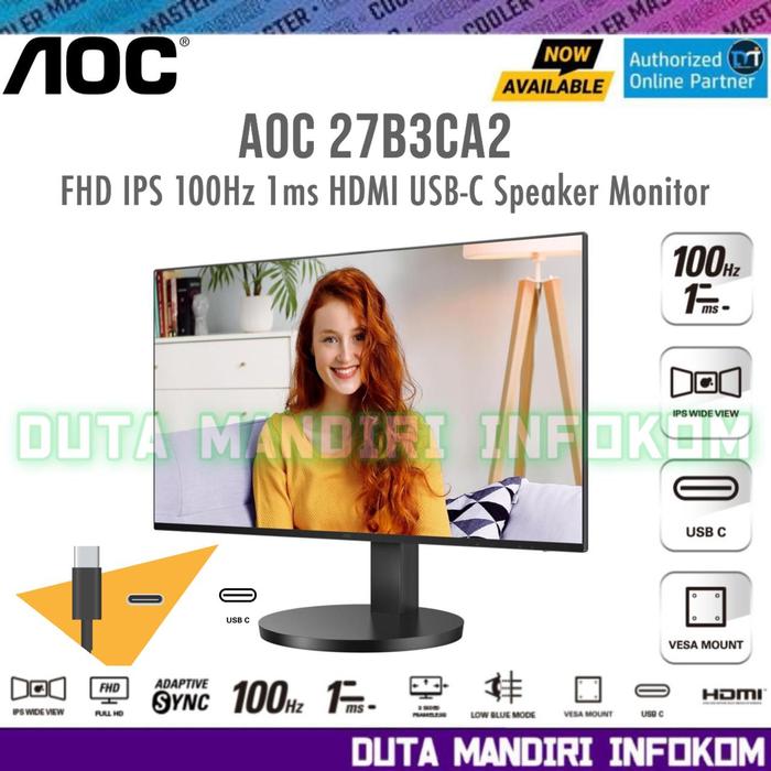 Gambar AOC 24B3CA2 24" I 27B3CA2 27" Inch - FHD IPS 1080p 100Hz 1ms HDMI Speakers USB-C Adaptive Sync Monitor - 27B3CA2 - 27" dari Duta Mandiri Infokom Kota Administrasi Jakarta Pusat Tokopedia