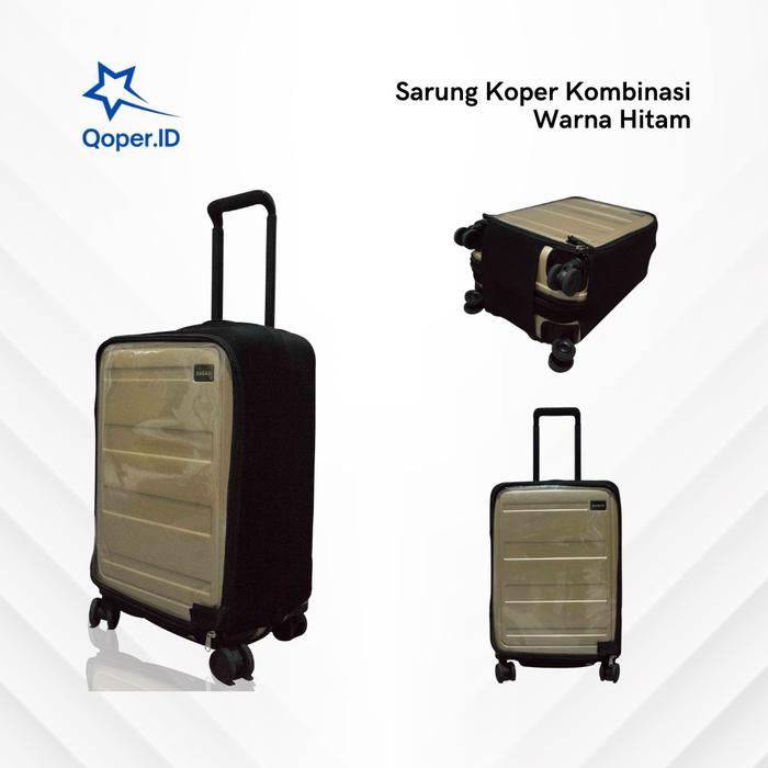 Gambar Sarung Koper Cover untuk Koper American Tourister Size Small Medium Large (18 inch - 32 inch) - Hitam, S Bukaan Depan dari Qoper.ID undefined Tokopedia