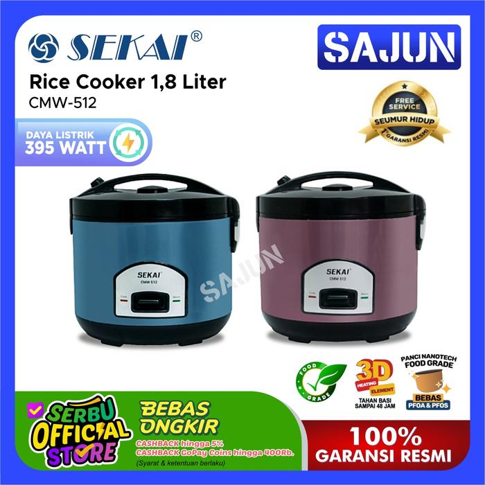 Gambar Sekai Rice Cooker / Penanak Nasi 1.8L Magic Com Penghangat Nasi 3in1 CMW-512 - CMW512-Purple dari Sajun Electronic Tangerang undefined Tokopedia
