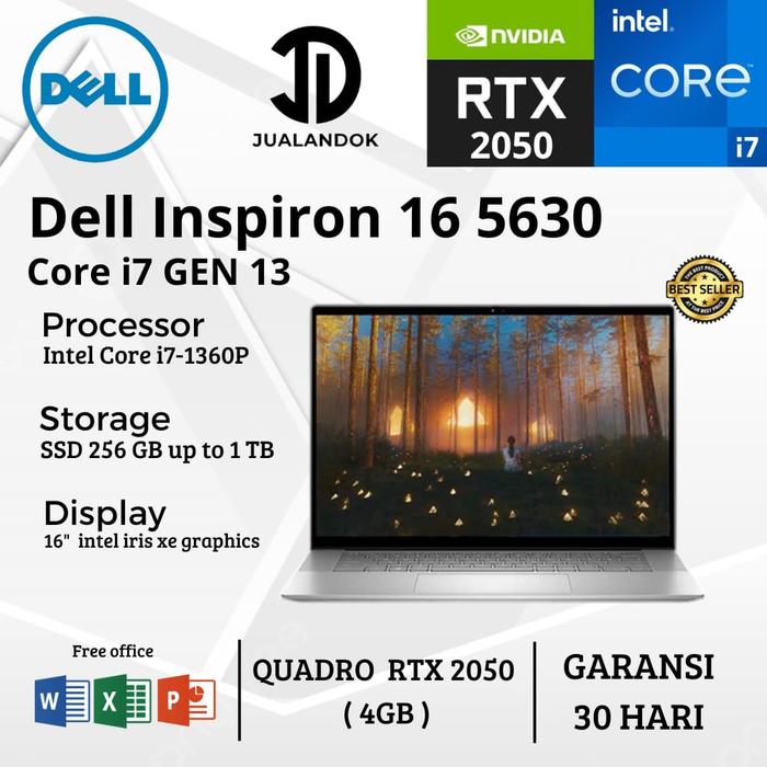 Promo Laptop Dell Inspiron 16 5630 Core i7 Gen 13 RAM 16GB SSD
