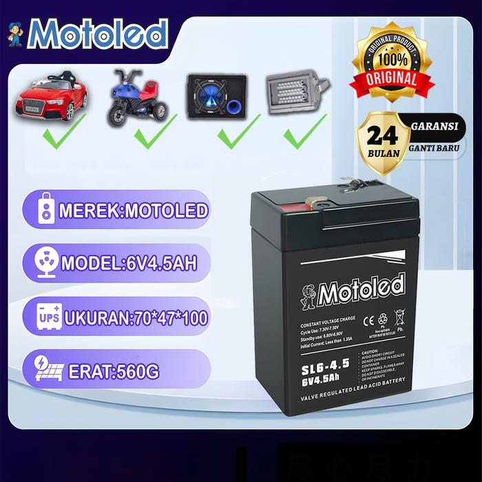 Gambar 【MOTOLED】 ASLI Aki 4V 4.5AH （Kemasan tebal）untuk produk-produk timbangan buah, timbangan meja timbangan duduk 150kg 300kg /Aki Kecil Untuk LampuAki Kering  4Volt 4AH Garansi 2 tahun Original Bergaransi Resmi - 6V4.5AH dari Aki Motoled Indonesia undefined Tokopedia