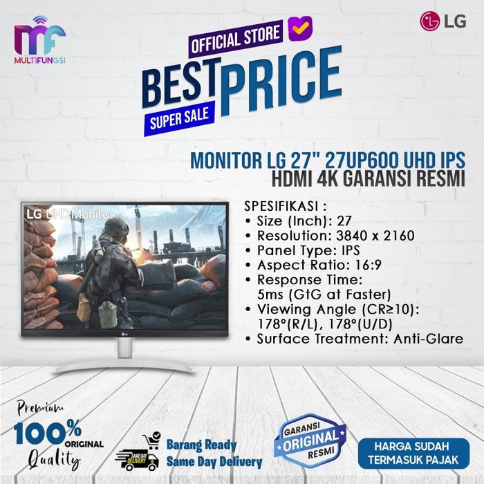 Gambar Monitor LG 27" 27UP600 UHD IPS HDMI 4K Garansi Resmi - 27UP600, TANPA KAYU dari Multifungsi ID Kota Administrasi Jakarta Pusat Tokopedia