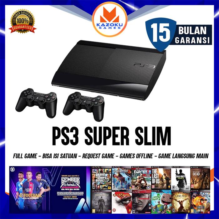 PS3 PS PLAYSTATION SUPER SLIM 500GB OFW FULL GAME +BERGARANSI  STICK GRADE A, 160GB