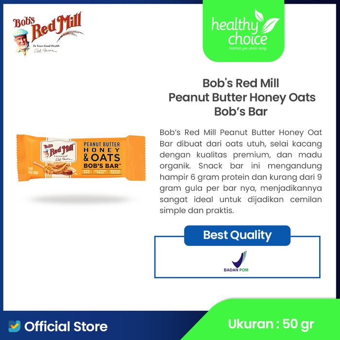 Gambar Bob's Red Mill Peanut Butter Chocolate & Oats Bob's Bar 50gr Coklat Gula Food Cokelat Protein Granola Sereal Camilan Sehat Organik - Honey, 50gr dari Healthy Choice Indonesia_NEW undefined Tokopedia