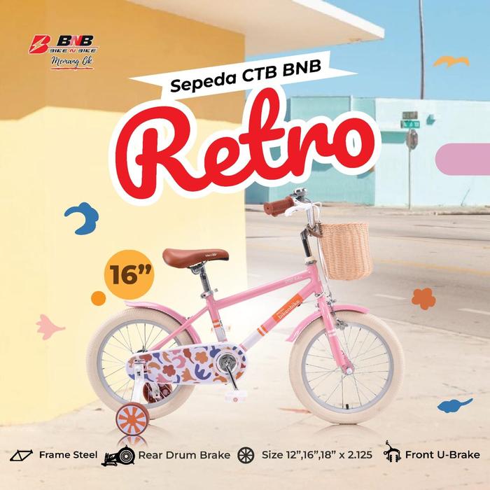 Gambar BikenBike Sepeda Anak Perempuan 4-7 Tahun BNB Retro Ukuran 16 Inch Frame Hi-Ten Steel Ban Putih Klasik Keranjang Depan & Roda Bantu Hadiah Ulang Tahun Bubble - Retro Pink, NonRkit (Instn) dari Toko Sepeda Anak Bekasi undefined Tokopedia