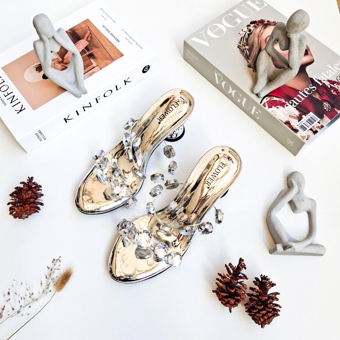 Gambar CLAIRO SAVERA | Basic Elegant Sandal Heels Wanita 5 cm - KC87 - Silver, 40 dari Clairo Savera undefined Tokopedia