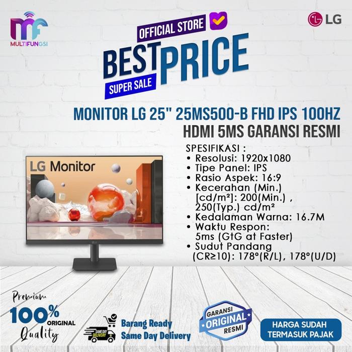 Gambar Monitor LG 25" 25MS500-B FHD IPS 100Hz HDMI 5Ms Garansi Resmi - 25MS500 - 25MS500, TANPA KAYU dari Multifungsi Online undefined Tokopedia