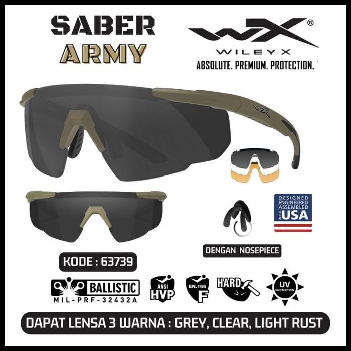 Gambar Terbaru Wiley X Kacamata Riding Tactical Sunglasses 3 Lensa Saber Army 63739 dari dominan outlet undefined Tokopedia