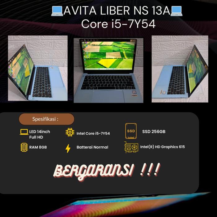Laptop Ultrabook Avita Intel Core I5 Generasi Ke Ram 8gb Ssd M2 256gb  Batterai Super Awet Led 14inch Full Hd Ips