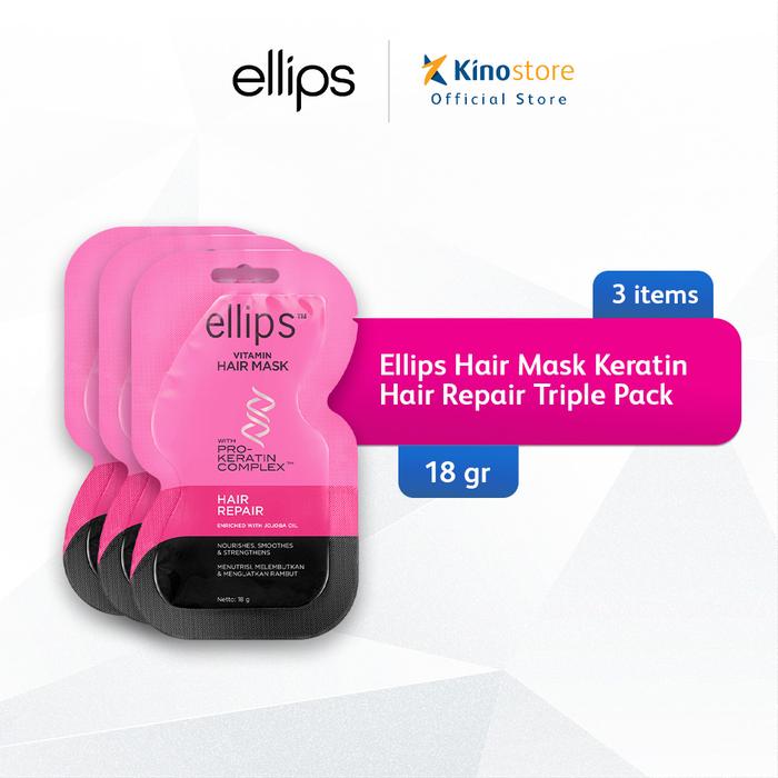 Gambar Ellips Vitamin Hair Mask With Pro Keratin Hair Repair Sachet 18 gr - Isi 3 dari Kino Official Store undefined Tokopedia
